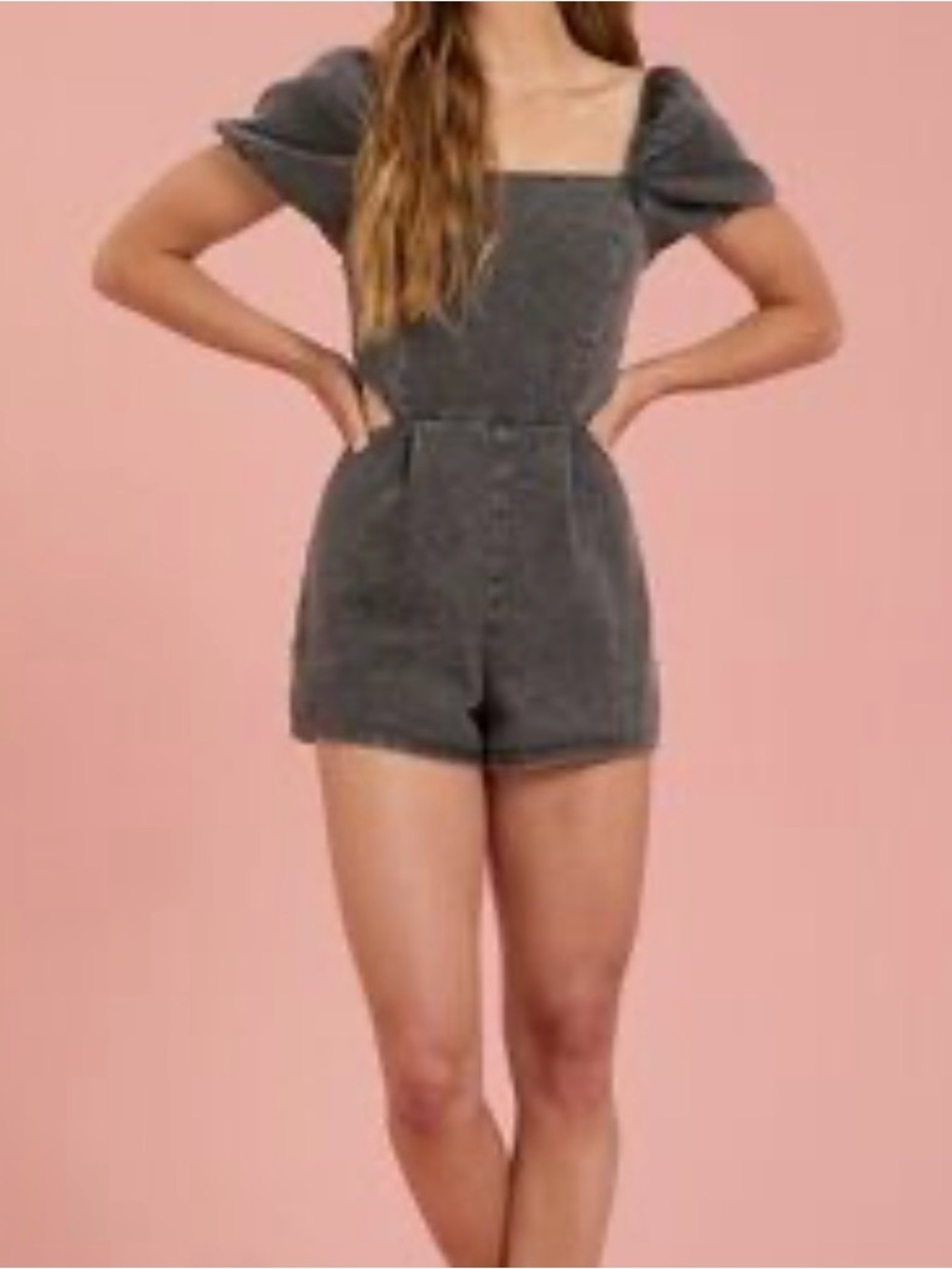 Puff sleeve romper